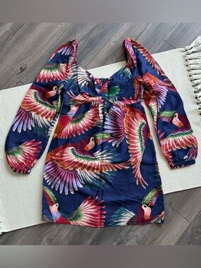FARM RIO Toucan Long Sleeve Mini Dress